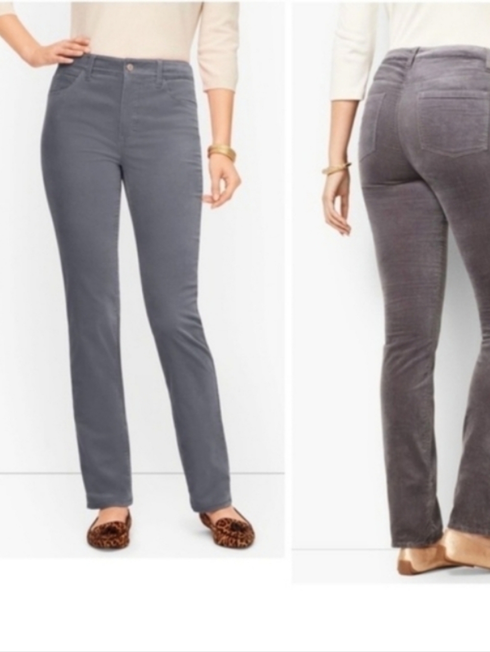 Talbots Gray Velveteen High Rise Pants Size 6